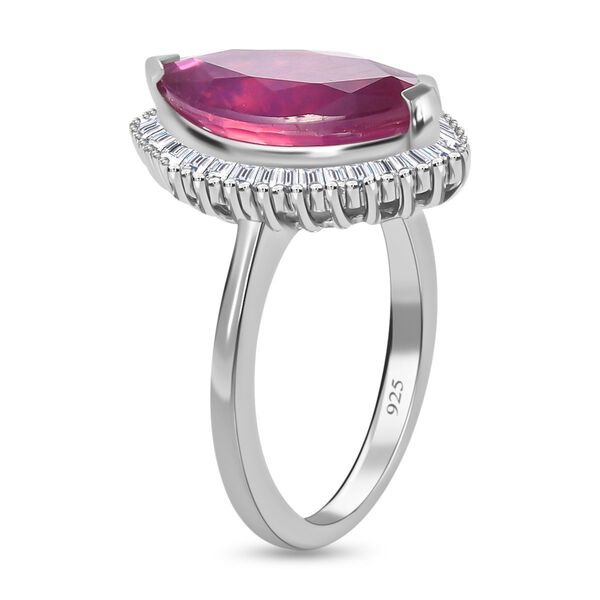 Rubin Afrikanisch und Diamant Halo Ring 925 Silber Platin-&Uuml;berzug image number 5