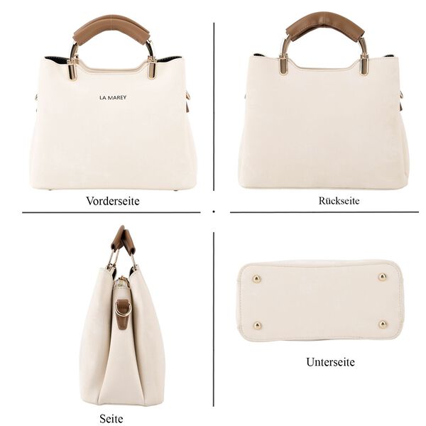 LA MAREY Crossbody Tasche mit Rei&szlig;verschlussf&auml;chern und verstellbarem Schulterriemen, 25x20x11cm, Cremewei&szlig; image number 5