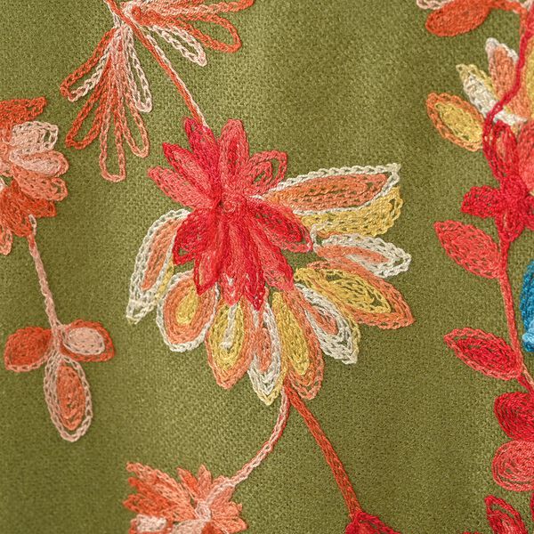 Bestickter Schal mit Fransen, Dunkelgrün image number 3