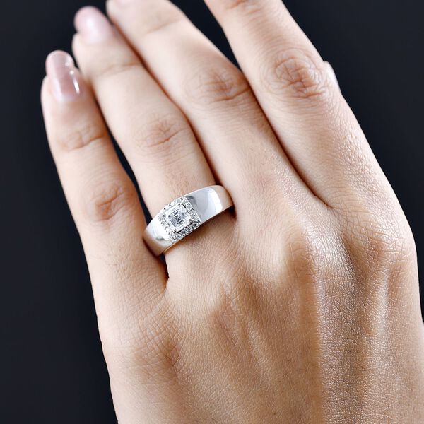 Moissanit Ring, 925 Silber platiniert, (Gr&ouml;&szlig;e 17.00) ca. 0.90 ct image number 9