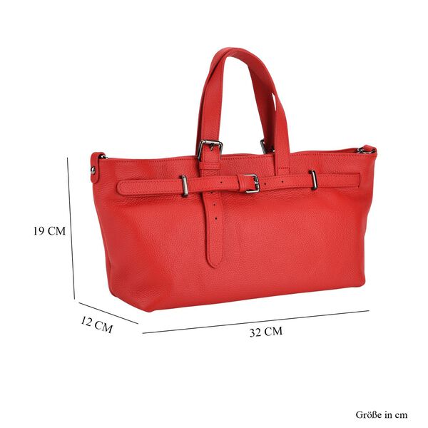 Echtleder-Crossbody-Bag im Trapez-Design, 32x12x19 cm, Rot image number 6