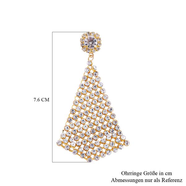 Dreieckige weiße Kristall-Cluster Design Ohrringe image number 4