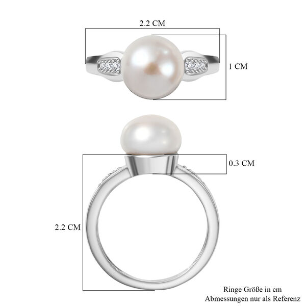 EverTrue S&uuml;&szlig;wasser Perle und Zirkon Ring in Silberton image number 6