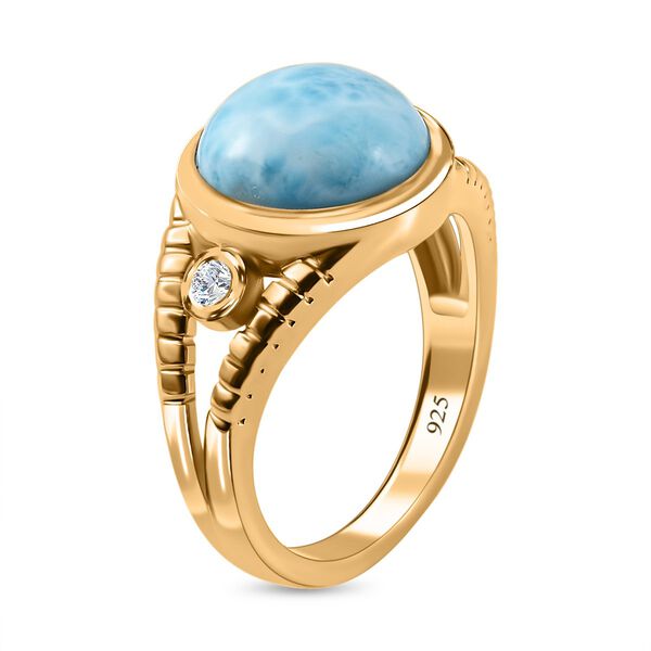 Larimar, wei&szlig;er Zirkon Ring, 925 Silber vergoldet, (Gr&ouml;&szlig;e 17.00), ca. 6.13 ct image number 4