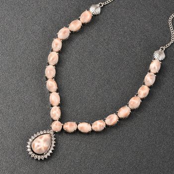 Djoy AA Natrolith Halskette ca. 45 cm 925 Silber rhodiniert ca. 26,39 ct.