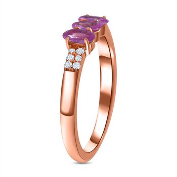 AA Rosa Saphir, Wei&szlig;er Zirkon Ring, 925 Silber ros&eacute;vergoldet, (Gr&ouml;&szlig;e 20.00) ca. 1.15 ct