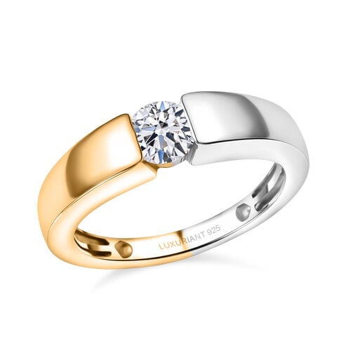Lab Grown Diamant SI Ring 925 Silber Rhodiniert und 750 Gelbgold Vermeil (Größe 17.00) ca. 0,50 ct image number 3
