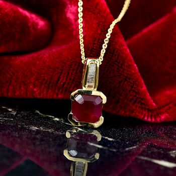 D'Joy Afrikanischer Rubin und Diamant Anh&auml;nger mit 50cm Kette - 2,91 ct.