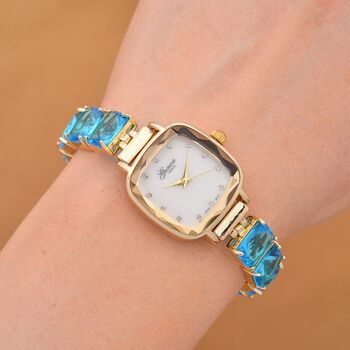 GENOA TIME V2 lila Zirkonia und Kristall Uhr mit japanischem Miyota-Uhrwerk in Ros&eacute;goldton, 19cm