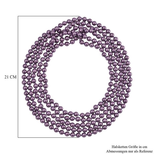 Mehrsträngige lila Muschelkernperlen-Halskette, 255 cm image number 4