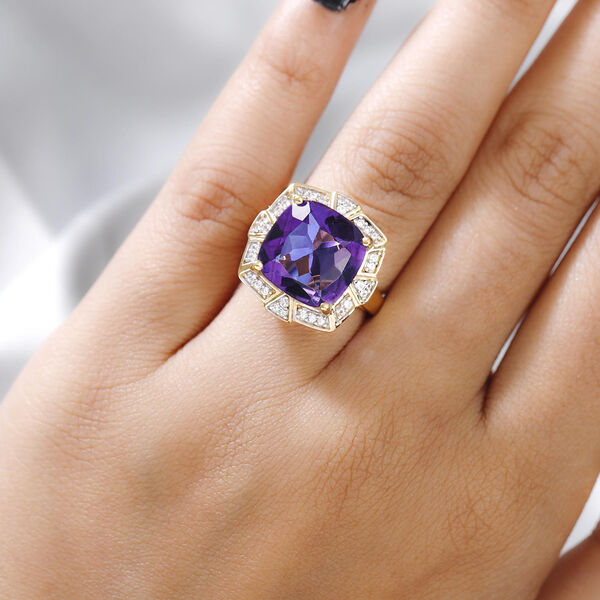 Afrikanischer Amethyst und Zirkon-Ring, 925 Silber vergoldet  ca. 6,64 ct image number 3