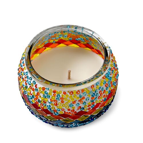 Handgefertigte Mosaikglas mit Sojawachs-Duftkerze, 36 Std. Brenndauer, 8ml natürliches Öl, Rose image number 0
