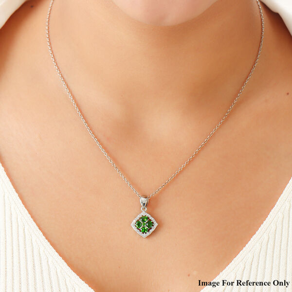 Nat&uuml;rlicher Chromdiopsid und Zirkon Anh&auml;nger 925 Silber platiniert ca. 0,85 ct image number 3