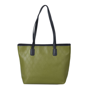 Moderne Handtasche aus naturfreundlichem Kunstleder, Karomuster, Grün