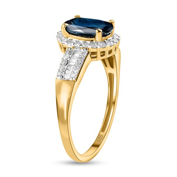 AAA Ozean-gr&uuml;ner Saphir und wei&szlig;er Diamant-Ring - 1,93 ct. image number 5