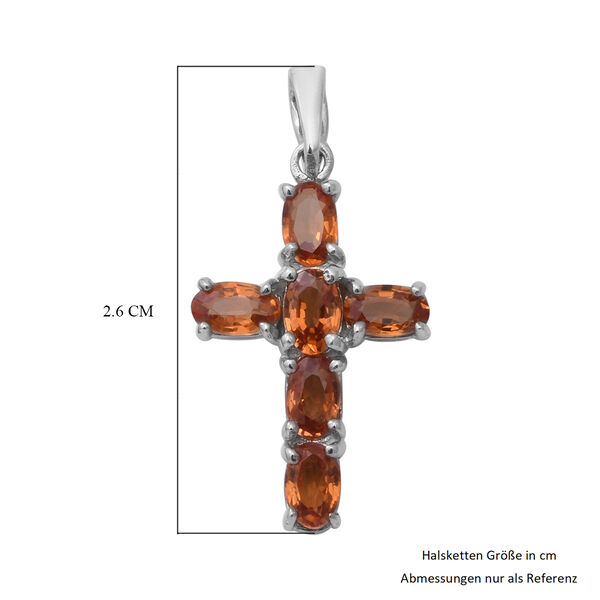Orange Saphir Kreuz Anh&auml;nger 925 Silber platiniert 1.58 ct image number 3