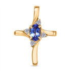 D'Joy Tansanit, Weißer Zirkon Anhänger 925 Silber 750 Gelb Vergoldet ca. 0,51 ct.