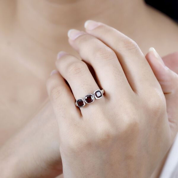 Nat&uuml;rlicher Mosambik Granat Ring, 925 Silber platiniert (Gr&ouml;&szlig;e 17.00) ca. 3,06 ct image number 3