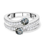 Natürlicher Parti-Saphir und weißer Zirkon-Ring, 925 Silber platiniert (Größe 16.00) ca. 1.26 ct