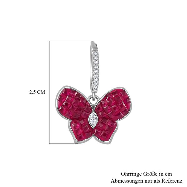 Rubin-Farbe und weiße Zirkonia Ohrhänger image number 6