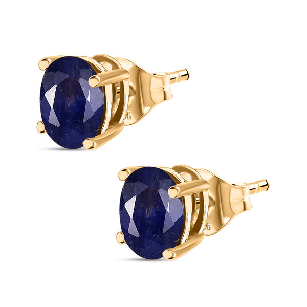 D'Joy Masoala Saphir (Fissure gefüllt) Ohrringe 925 Silber 750 Gelb Vergoldet ca. 3.76 ct image number 4