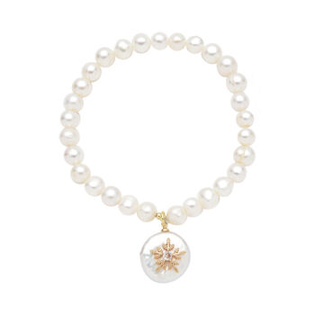 Barockperle und S&uuml;&szlig;wasserzuchtperlen Armband ca. 18 cm Messing