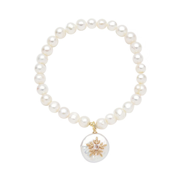 Barockperle und S&uuml;&szlig;wasserzuchtperlen Armband ca. 18 cm Messing