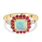 Opal Radiance - D joy Nat&uuml;rlicher, &auml;thiopischer Welo Opal Starlit Ring, 925 Silber 750 Gelbgold Vermeil (Gr&ouml;&szlig;e 20.00) ca. 1.04 ct