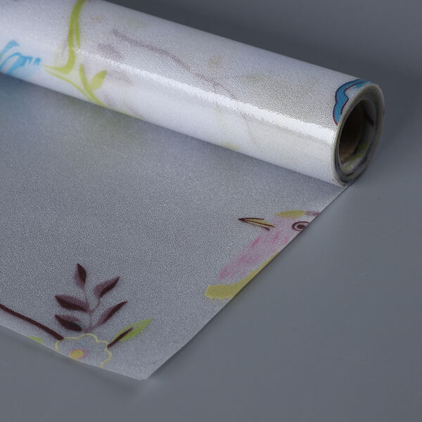 Statisch haftende Fensterfolie, nicht klebend, Schmetterling und Vogel-Muster, beige image number 4