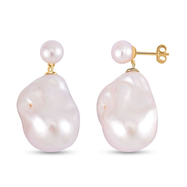 Wei&szlig;e Barockperle und wei&szlig;e S&uuml;&szlig;wasserperle Ohrringe- 76 ct. image number 3