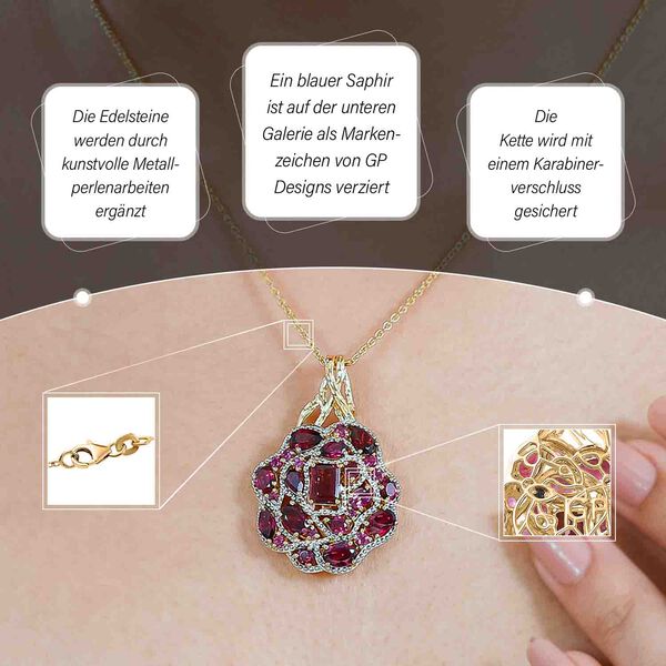 GP Italian Garden Kollektion- Rhodolith Granat und Kanchanaburi blauer Saphir-Anh&auml;nger mit 45cm Kette - 8,07 ct. image number 3