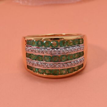 Smaragd und Zirkon Ring - 1,72 ct.