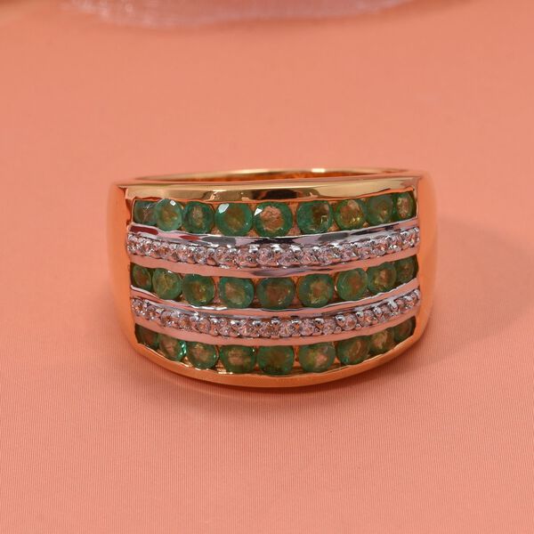 Smaragd und Zirkon Ring - 1,72 ct. image number 1