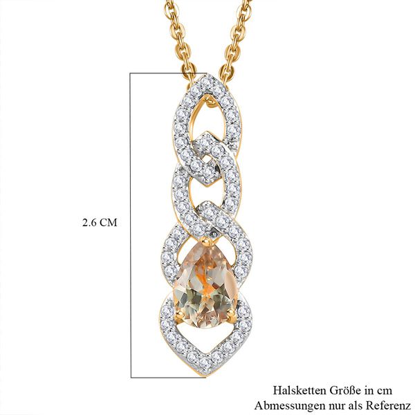 AAA Turkizit und weißer Zirkon-Anhänger mit Kette, 925 Silber Gelbgold Vermeil ca. 1.12 ct image number 6