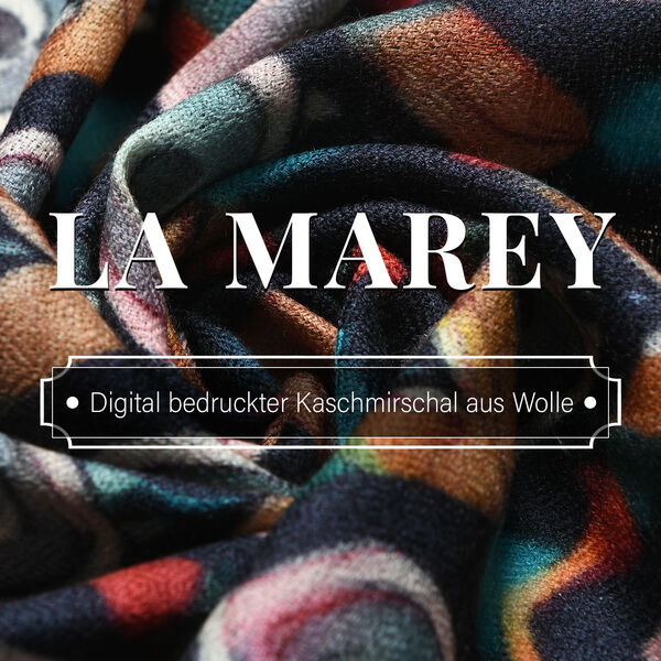 LA MAREY Schal aus 100% Premium-Kaschmir mit Digitaldruck, 70x200 cm, Schwarze Pfauenfeder image number 4