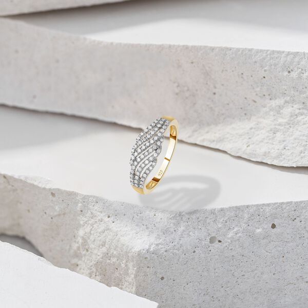 Weißer Diamant Ring, 925 Silber Gelbgold Vermeil (Größe 21.00) ca. 0.33 ct image number 2