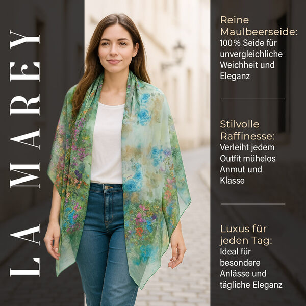 Chaos By Elsie - Mattes Krokodil-Muster Echtleder Crossbody Tasche und LA MAREY Schal aus 100 % Maulbeerseide image number 10