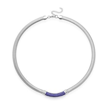 Blaue Kristall 50+5cm Halskette in Silberton
