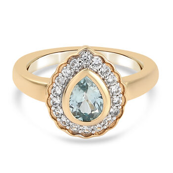 Kambodschanischer blauer Zirkon Ring 925 Silber vergoldet (Gr&ouml;&szlig;e 16.00) ca. 1,33 ct