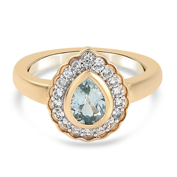 Kambodschanischer blauer Zirkon Ring 925 Silber vergoldet  ca. 1,33 ct