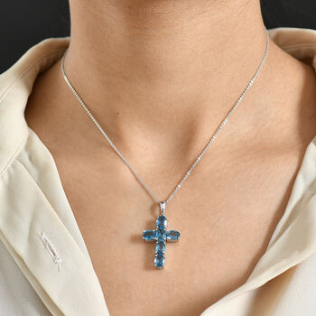 D'Joy London Blau Topas Anh&auml;nger 925 Silber rhodiniert ca. 5,65 ct.