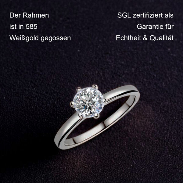 LUXURIANT SGL zertifizierter VS Labor Diamant Ring in 585 Wei&szlig;gold - 1 ct. image number 6