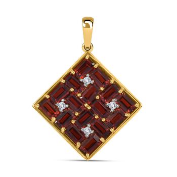 Nat&uuml;rlicher Mosambik Granat, wei&szlig;er Zirkon Anh&auml;nger, 925 Silber vergoldet ca. 5.85 ct