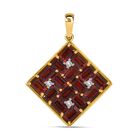 Natürlicher Mosambik Granat, weißer Zirkon Anhänger, 925 Silber vergoldet ca. 5.85 ct