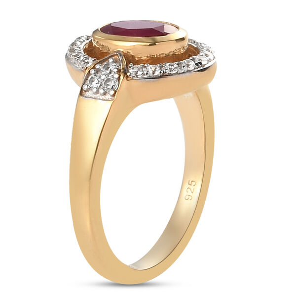 Afrikanischer Rubin und Zirkon-Ring, (Fissure gefüllt), 925 Silber vergoldet image number 5