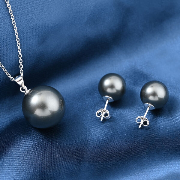 2er-Set- Tahiti Muschelkernperlen 50cm Halskette und Ohrstecker - 223,50 ct. image number 2