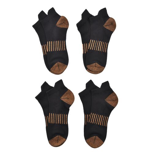 4er-Set Kupferfaser-Kompressions-Socken, 36-40, Schwarz und braun image number 0