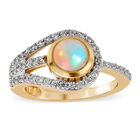 Natürlicher Äthiopischer Opal und Zirkon Ring 925 Silber vergoldet  ca. 1,02 ct image number 3