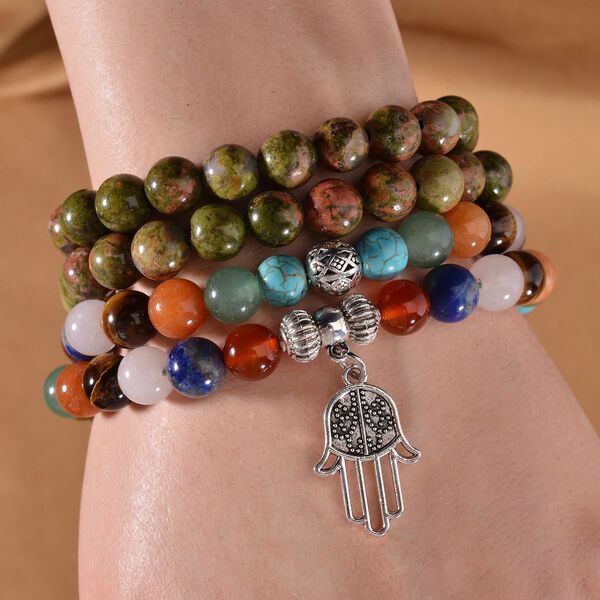 Mehrfarbig Edelsteine Schmuckset Reiner Edelstahl Schwarz oxidiert Schwarz oxidiert ca. 630,00 ct. image number 3