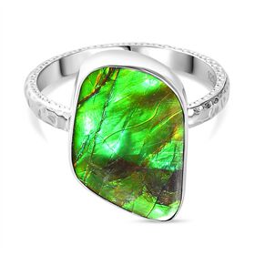Ammolit Ring 925 Silber rhodiniert (Größe 18.00) ca. 6,66 ct